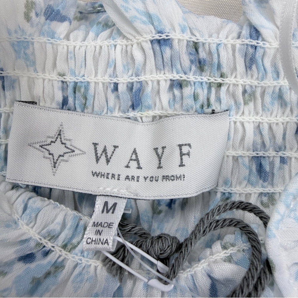 Wayf Blue and White off shoulder Top w/bodysuit - Picture 8 of 9